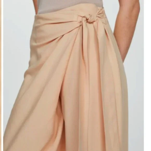 MNG by Mango NWT Linen Blend Tie Front Wide Leg Pants/Trouser - Picture 2 of 12